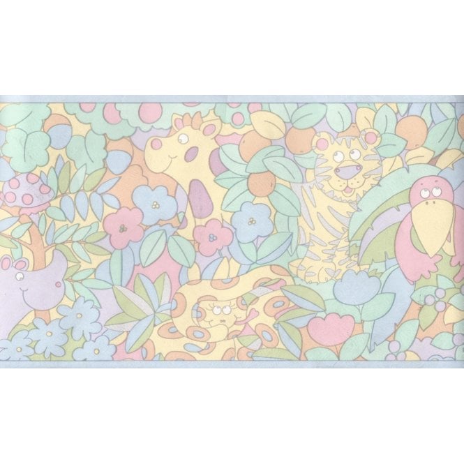 SAMPLE - Jungle in Pastels 10 Metre Border by Coloroll 200253