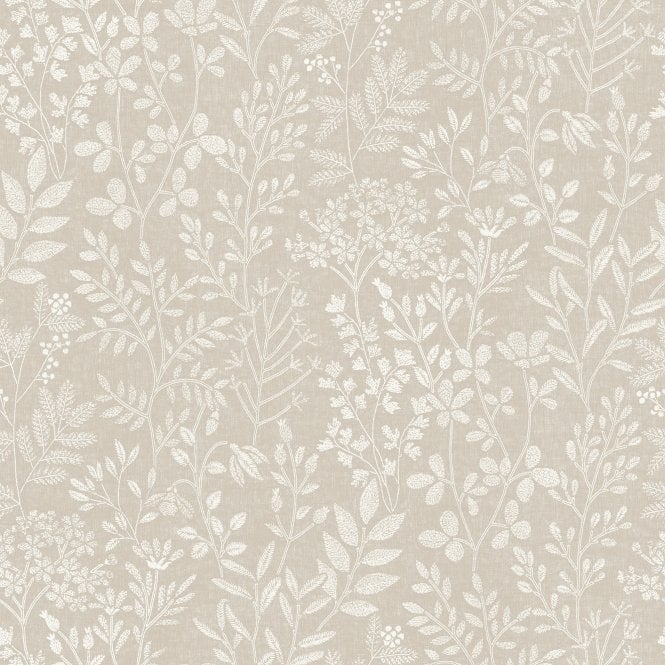 SAMPLE - Karuna Embroidery Stitched Organic Wallpaper Taupe by Grandeco Life 205002