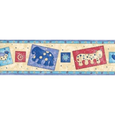 SAMPLE - Kiddywinks Aqua / Cream Border by Wilson Wilcox 1400/37