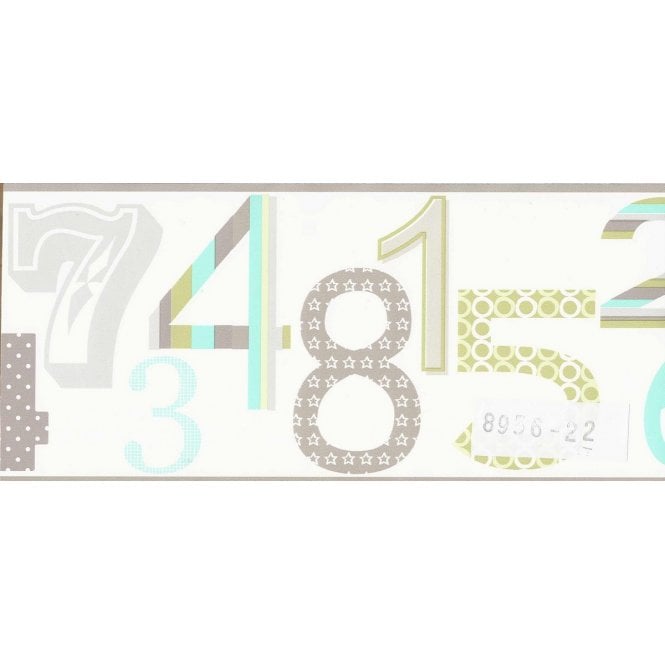 SAMPLE - Kids Party Self Adhesive 123 Green / Blue Border by AS Creation 8956-22