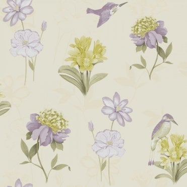 SAMPLE - Kingfisher Cream / Plum Wallpaper from K2 Living by Holden 11562
