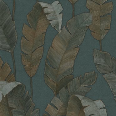SAMPLE - Lea Bali Banana Palm Leaf Petrol / Green Wallpaper by AS Creation 39218-3