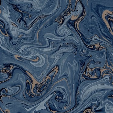 SAMPLE - Liquid - Navy / Gold Wallpaper by Graham and Brown Fresco 119559