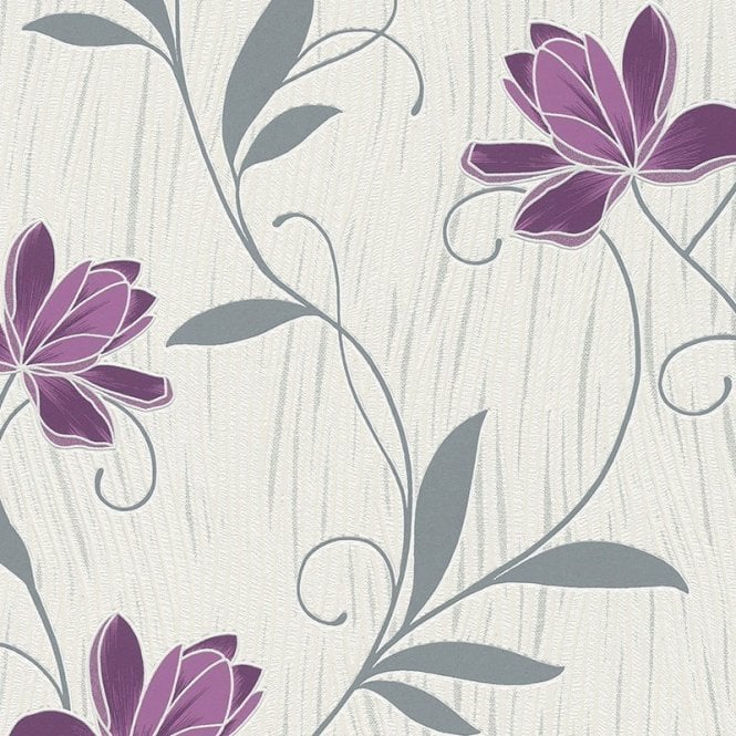 SAMPLE - Lotus Floral Trail Purple Wallpaper by AS Creation 3062-34