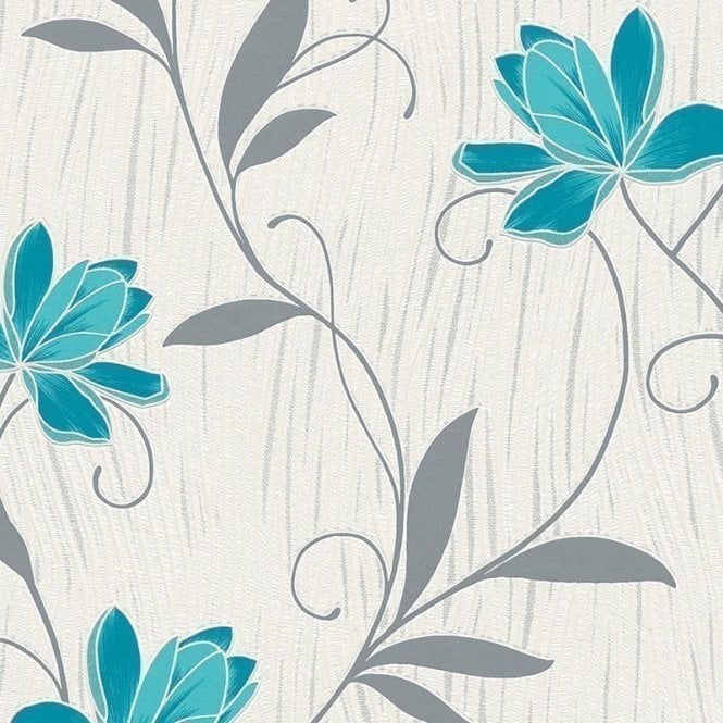 SAMPLE - Lotus Floral Trail Teal Wallpaper by AS Creation 3062-10