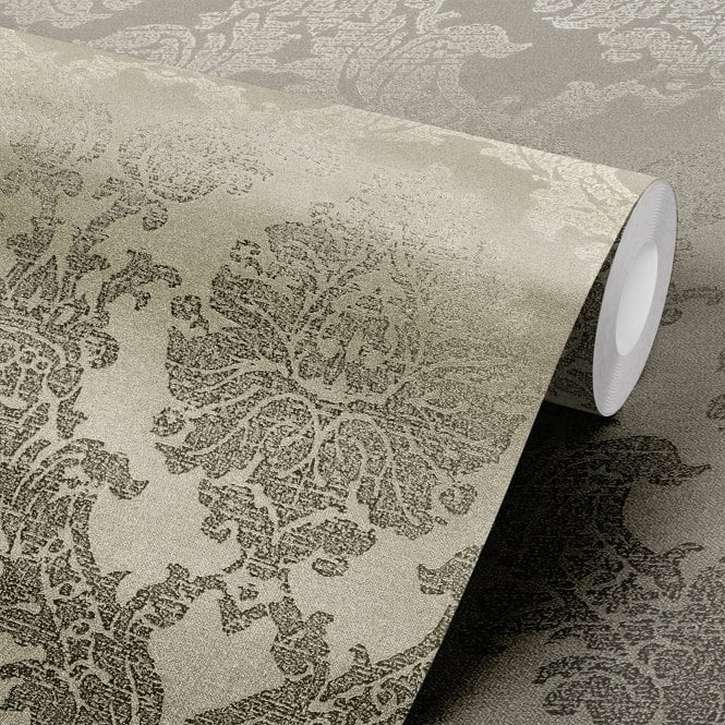 SAMPLE - Luxuria Gia Damask Gold Heavyweight Embossed Foil Wallpaper by Muriva Couture 701501