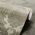 SAMPLE - Luxuria Gia Damask Gold Heavyweight Embossed Foil Wallpaper by Muriva Couture 701501