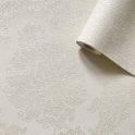 SAMPLE - Luxuria Gia Damask  Ivory Heavyweight Embossed Foil Wallpaper by Muriva Couture 701503