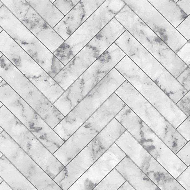 SAMPLE - Marble Chevron - White Wallpaper by Graham & Brown 112644
