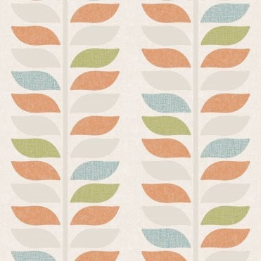 SAMPLE - Meron Leaf Trail Orange Wallpaper by Grandeco Life 157404