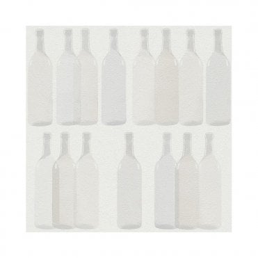 SAMPLE - Metal Spirit White & Grey Glass Bottles Wallpaper by Rasch 586005