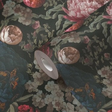 SAMPLE - Metropolis Future Flowers Black / Blue Wallpaper by Michalsky Living 6 39979-1