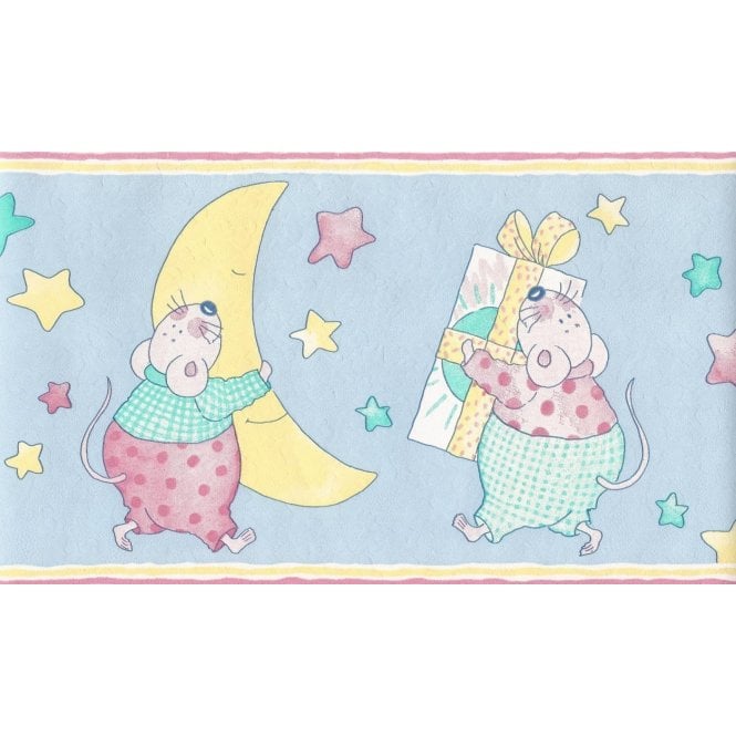 SAMPLE - Mice Blue 10 Metre Border by Coloroll 930150