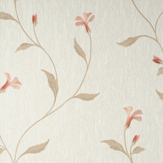 SAMPLE - Milano Bellagio Floral Trail Wallpaper Cream / Rose by Vymura M95632