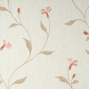 SAMPLE - Milano Bellagio Floral Trail Wallpaper Cream / Rose by Vymura M95632