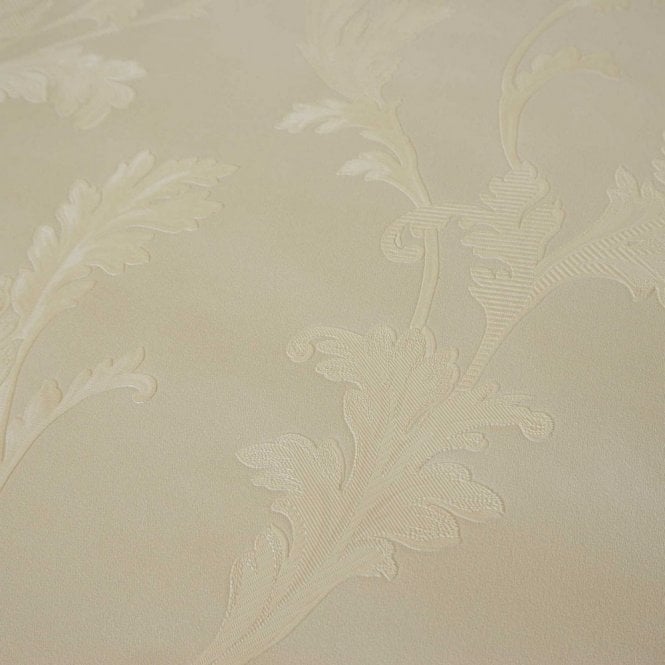 SAMPLE - Milano Soft Leaf Trail Soft Gold / Cream Wallpaper by Fine Decor M95535