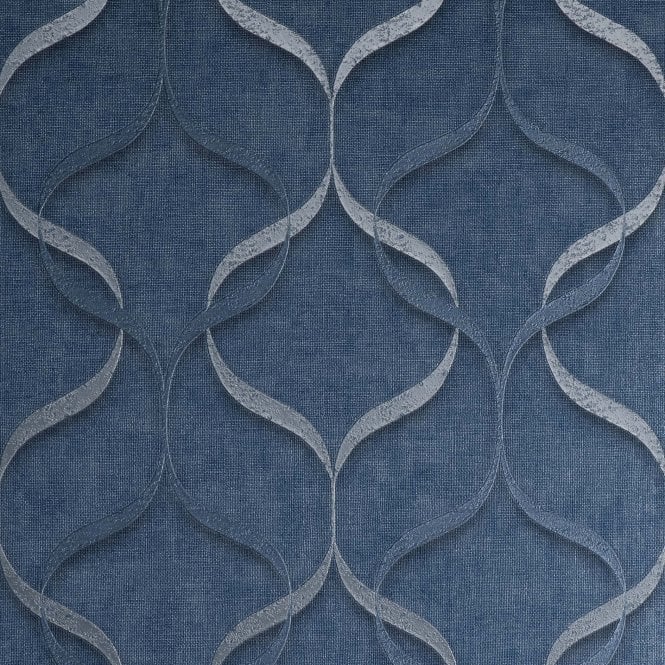 SAMPLE - Milano Wave Trellis Navy Wallpaper by Vymura M95628