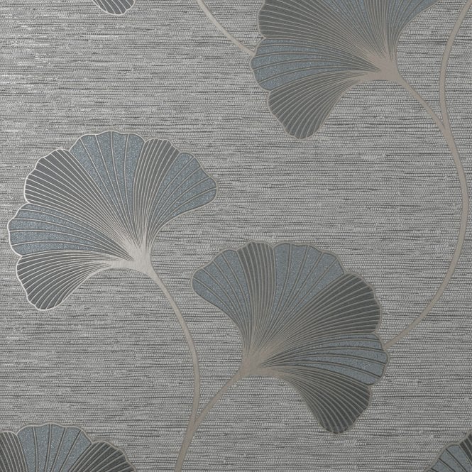 SAMPLE - Miya Ginko Trail Textured Wallpaper Grey by Fine Decor FD43149