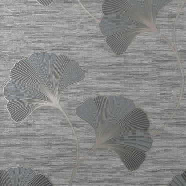 SAMPLE - Miya Ginko Trail Textured Wallpaper Grey by Fine Decor FD43149