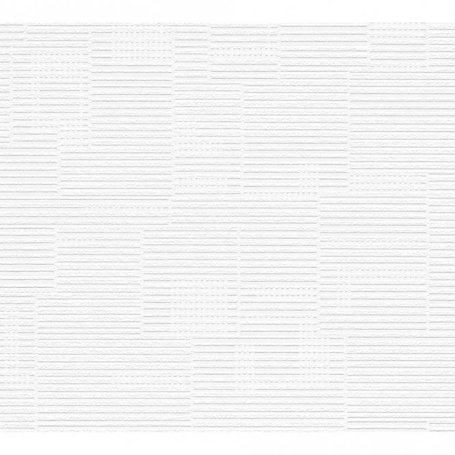 SAMPLE - Modern Corded Squares White Blown Vinyl Wallpaper by AS Creation 95339-1