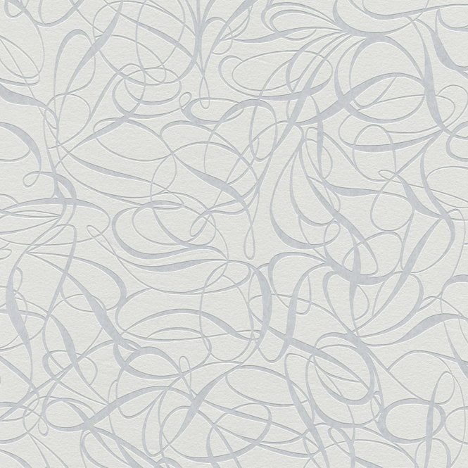 SAMPLE - Modern Ribbons White Blown Vinyl Wallpaper by AS Creation 2520-12