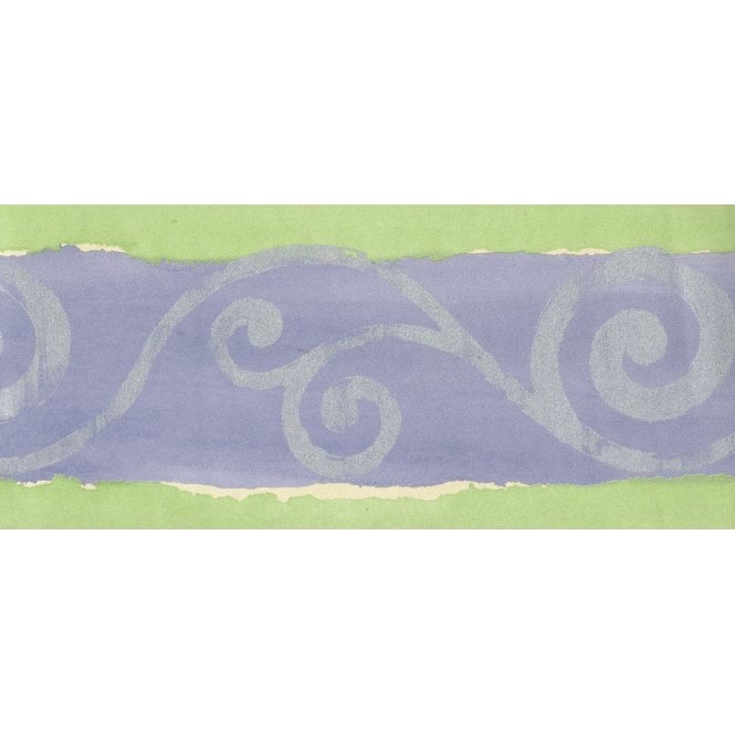 SAMPLE - Modern Scroll Green / Lilac Border by Coloroll 686644