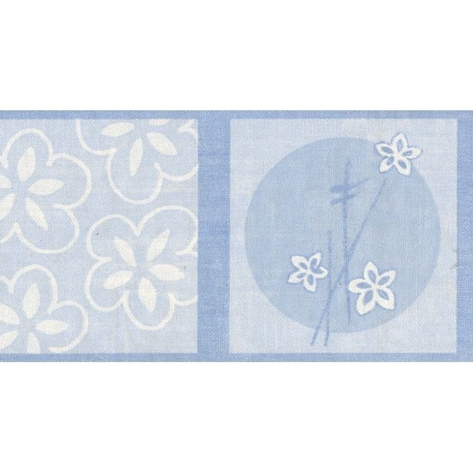 SAMPLE - Modern Squares Daisy Blue Border by Holmes 232-41