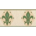 SAMPLE - Montreal Fleur De Lys Green / Cream Textured Border by Grandeco V377-15B