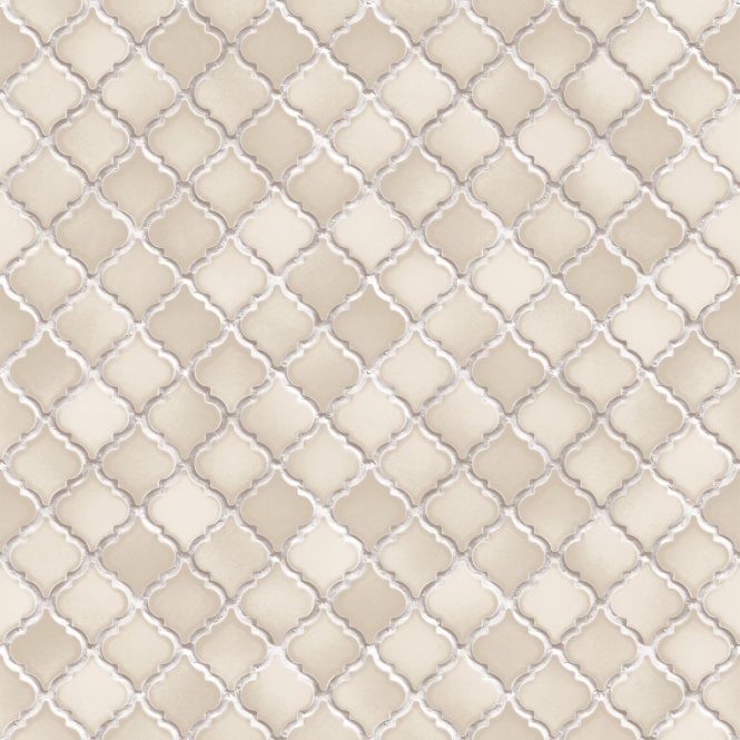 SAMPLE - Natural Faux Arabesque Tile Beige Wallpaper by design id NF232082