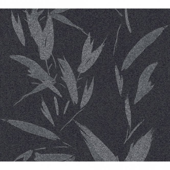 SAMPLE - New Elegance Baroque Palm Black Wallpaper by AS Creation 37549-2