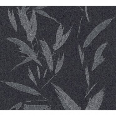 SAMPLE - New Elegance Baroque Palm Black Wallpaper by AS Creation 37549-2