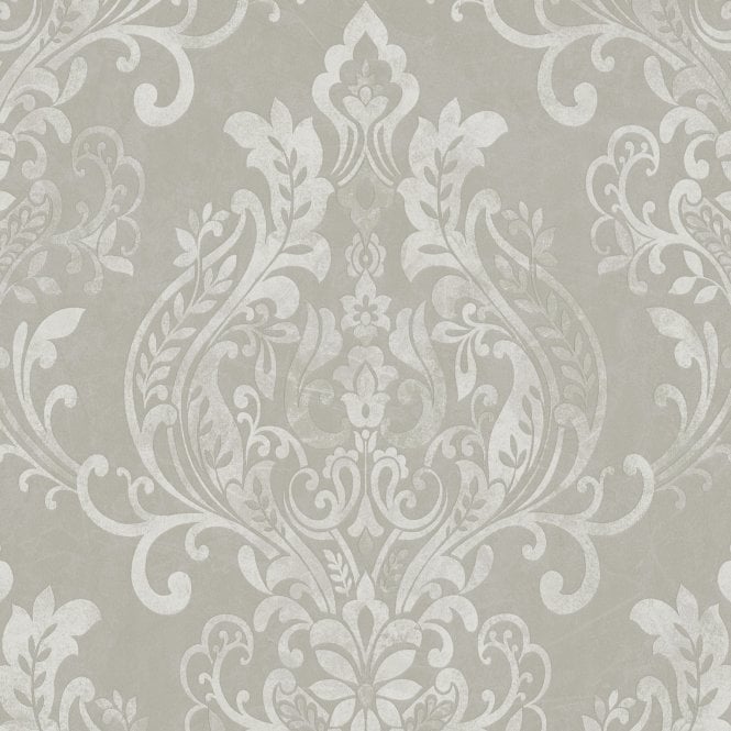 SAMPLE - New Life Grey / Ivory Damask Wallpaper by AS Creation 37681-4