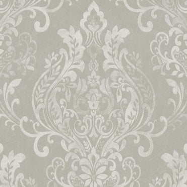 SAMPLE - New Life Grey / Ivory Damask Wallpaper by AS Creation 37681-4