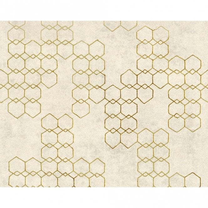SAMPLE - New Walls Industrial Hexagon Cream Wallpaper by AS Creation 37424-2