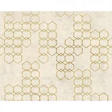 SAMPLE - New Walls Industrial Hexagon Cream Wallpaper by AS Creation 37424-2