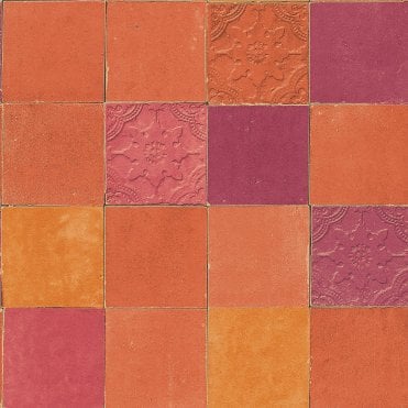 SAMPLE - New Walls Vintage Tiles Chilli Wallpaper by AS Creation 37406-5