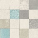 SAMPLE - New Walls Vintage Tiles Grey / Aqua Wallpaper by AS Creation 37406-1