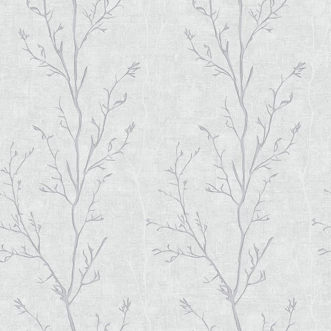 SAMPLE - Oakdale Tree White and Silver Wallpaper by Sartoria 7858