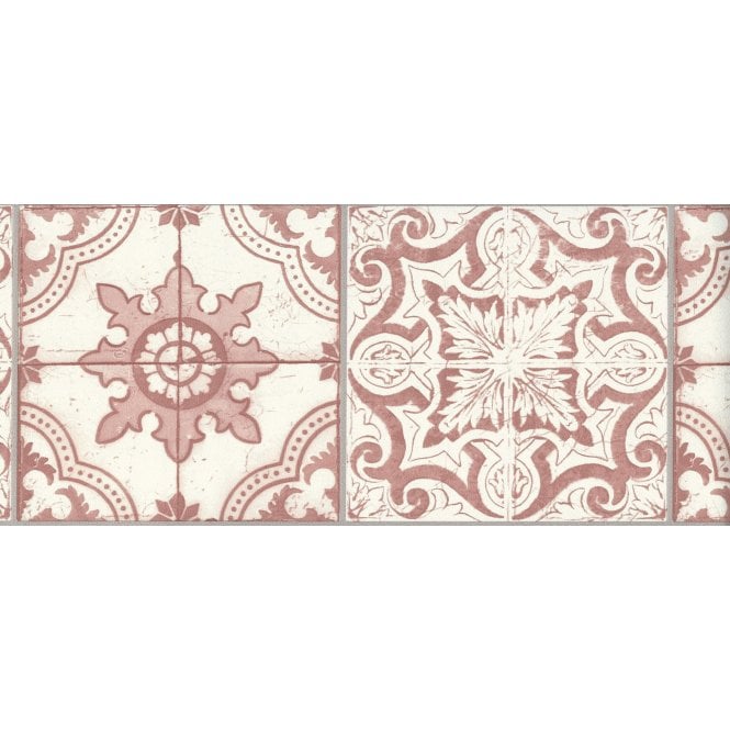 SAMPLE - Only Borders 10 Tile White / Red Self Adhesive Border 3651-62