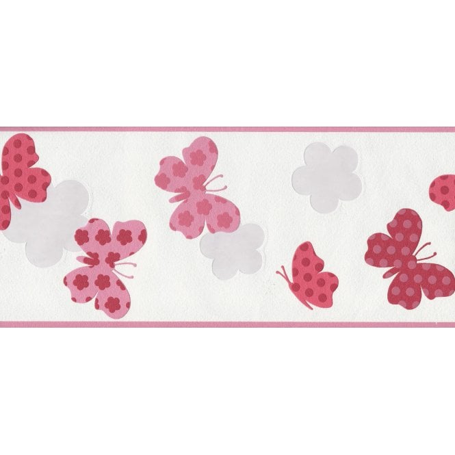 SAMPLE - Only Borders Butterflies Pink / Red Border by AS Creation 36858-1