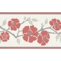 SAMPLE - Only Borders Floral Branch Red / Grey Self Adhesive Border by AS Creation 3843-24