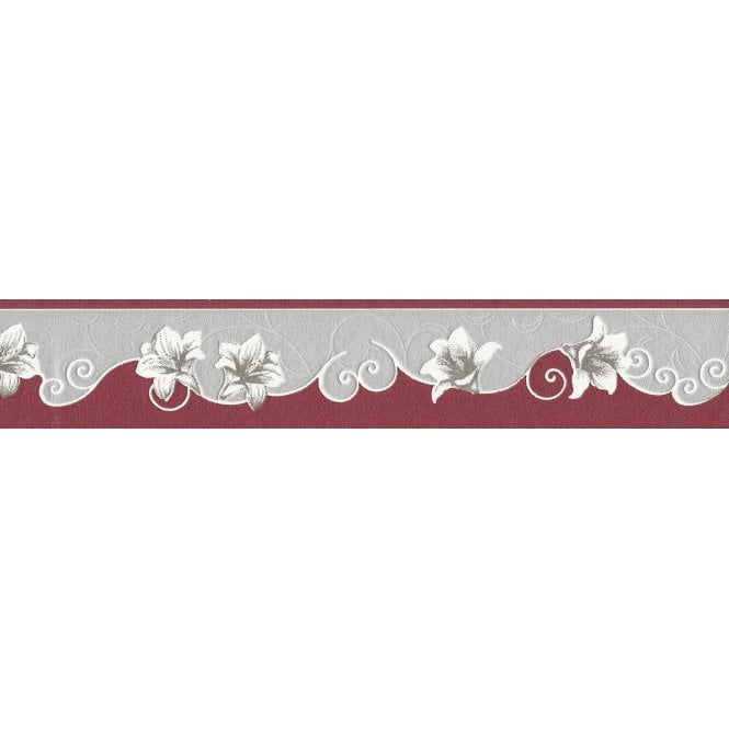 SAMPLE - Only Borders Floral Narrow Red / Grey Border by AS Creation 96211-2