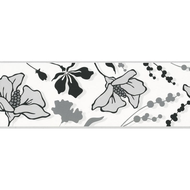 SAMPLE - Only Borders Illustrated Bloom Mono Self Adhesive Border by AS Creation 9047-20
