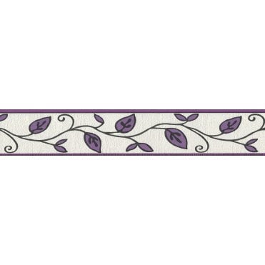 SAMPLE - Only Borders Leaf Trail Purple Self Adhesive Narrow Border by AS Creation 2622-26
