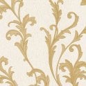 SAMPLE - Opulence Scroll Natural / Gold Blown Vinyl Wallpaper by A S Creation 32476-2