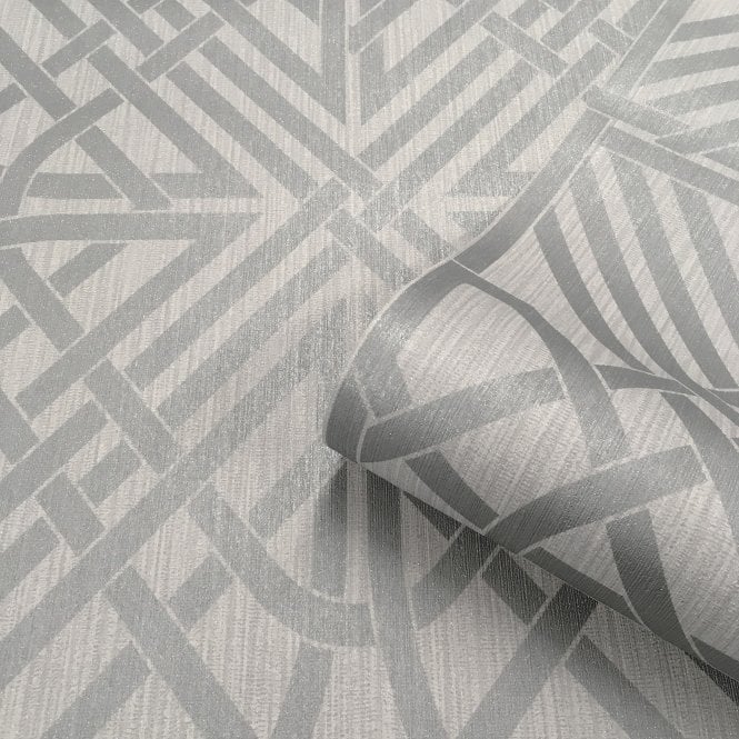 SAMPLE - Oria Link Light Silver Wallpaper by Belgravia Decor 6737