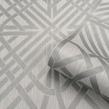 SAMPLE - Oria Link Light Silver Wallpaper by Belgravia Decor 6737