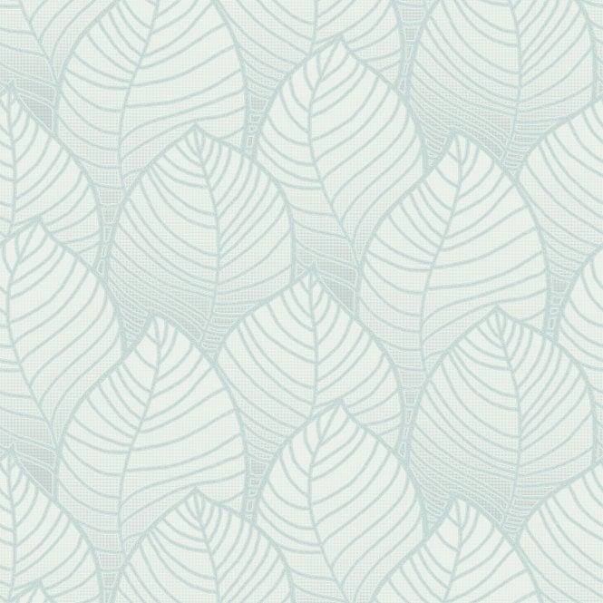 SAMPLE - Orion Beautiful Leaves Duck Egg Wallpaper by Grandeco Vertical Art ON3002