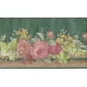 SAMPLE - Palace Gardens Flowers and Fruit Green 10 Metre Border by Fine Decor B5252