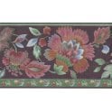 SAMPLE - Palace Gardens Jacobean Floral Plum / Burgundy 10 Metre Border by Fine Decor B5251